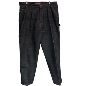 Webs Carpenter Jeans Black Red Stitch Utility Denim Y2K Style Streetwear 36x30